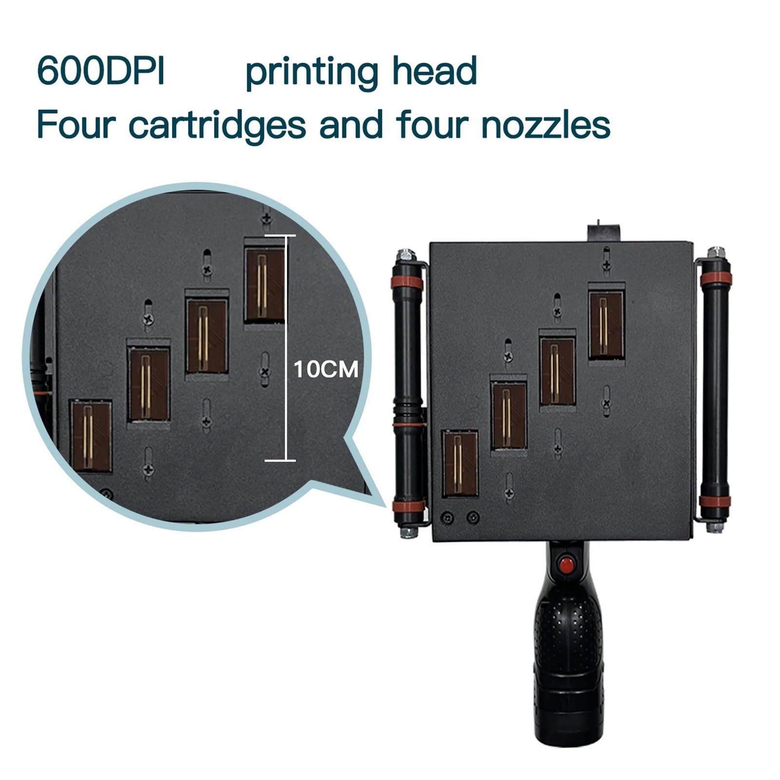 Stampante portatile for etichette da 100 mm, codice a barre, numero di data, data di scadenza, stampante a getto d'inchiostro portatile, 28 lingue(With 4 cartridges)