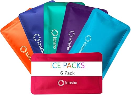 kinsho Bolsa de hielo para niños, bolsa y cajas Bento, bolsas delgadas suaves reutilizables y congelables para viajes, escuela, trabajo o