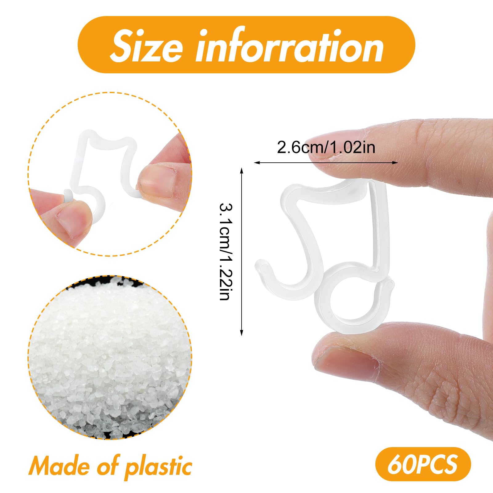 Xinjoduz 60 PCS Gutter Clips for Outdoor Lights Mini Plastic Weatherproof Outdoor String Light Hooks for Guttering Christmas Light Clips for Seasonal Lighting Holiday Party Decorations (White) - Image 2