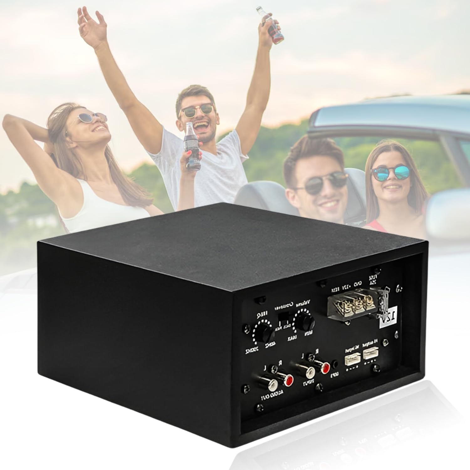 120W Car Amp with Bass Subwoofer Kit Dual Channel Class AB Amplifier 12V DC MOSFET Power | Premium Black Booster