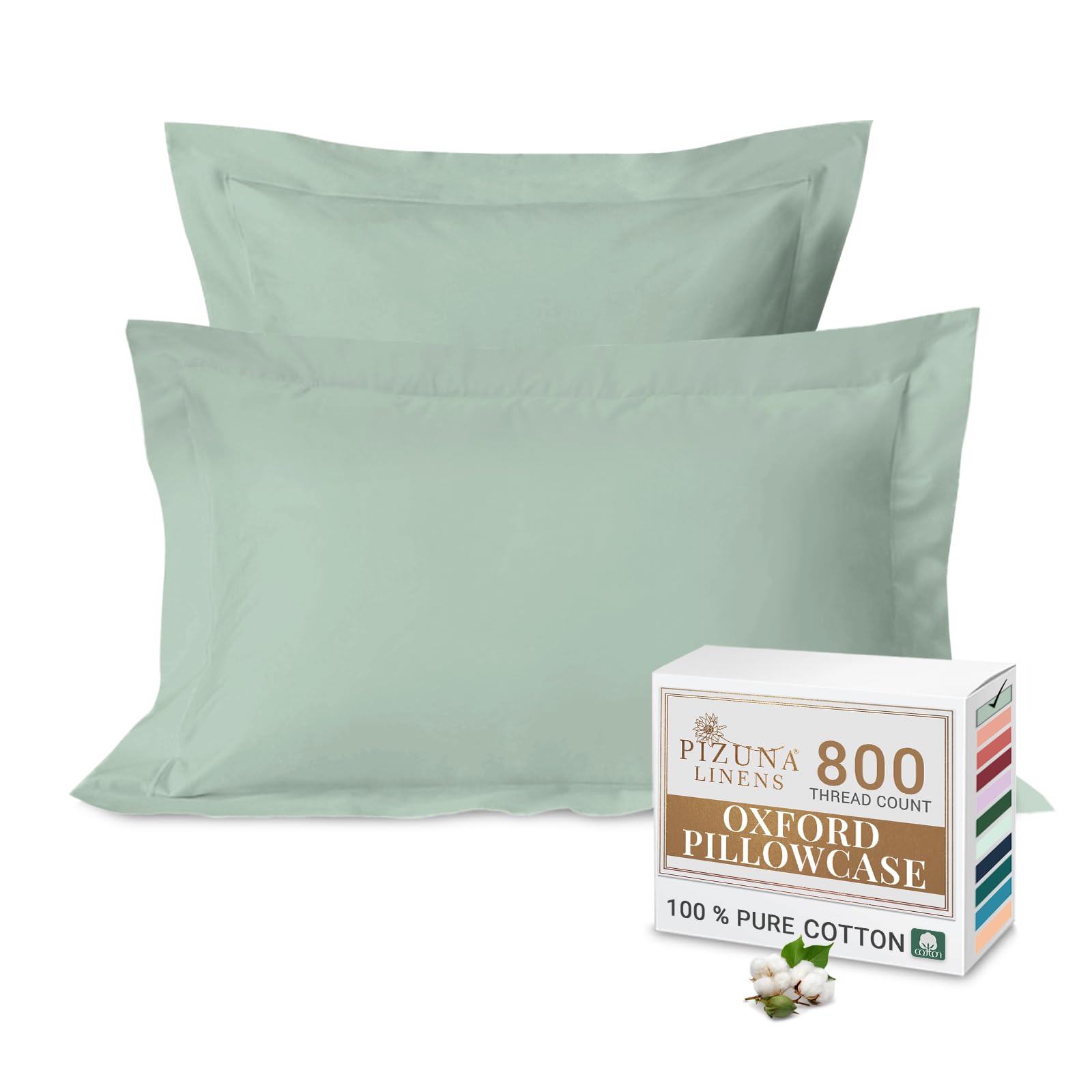 Pizuna Luxurious Cotton Housewife Pillowcases 2 Pack Seafoam Sage 48x74cm