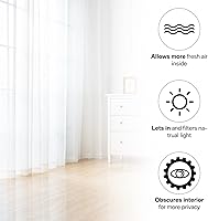Vista 2 de Neween Juego de 2 paneles de cortinas traslúcidas blancas de 63 pulgadas de largo para sala de estar, paneles de cortina básicos con bolsillo