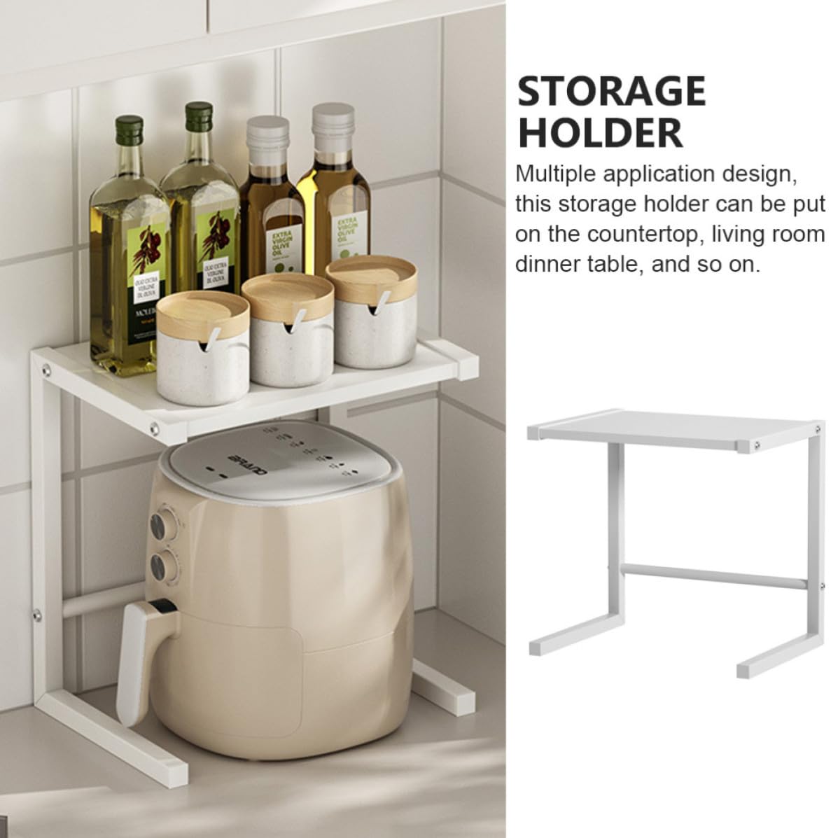 GANAZONO Support Métallique pour Micro-Ondes, Support pour Appareils Ménagers, Acier au Carbone, Blanc, Structure Stable et Ferme, pour Plan de Travail Cuisine, Micro-Ondes, Four