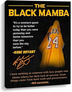 Creoate Kobe Bryant Poster Canvas Wall Art Decor, Inspirational Wall Art for Office Gym Wall Decor, KB Jersey Canvas Framed Art for Man Cave Boys Room Decor, Gift - Buy now