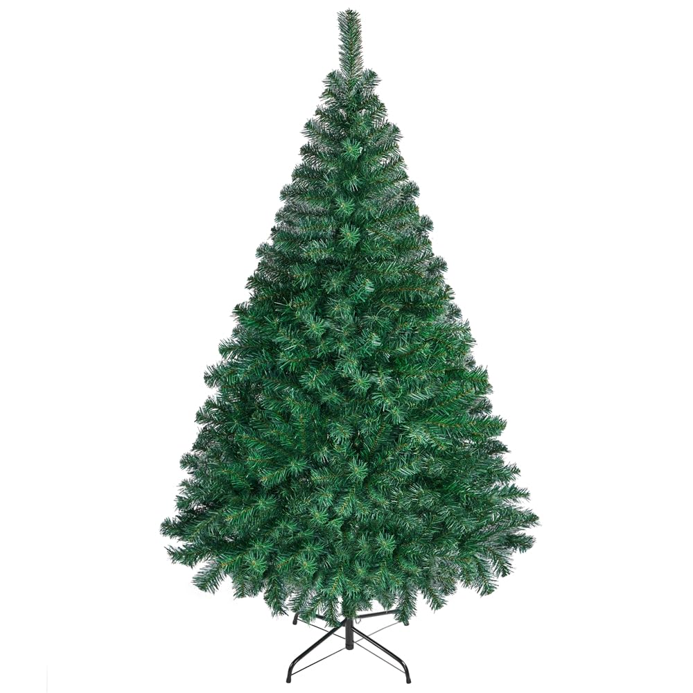 Yaheetech 528 Puntas Árbol de Navidad Artificial de 182 cm con Soporte de Metal Montaje Rápido y Plegable Robusto Abeto Decoración de Navidad Familiares para Interior Exterior Verde