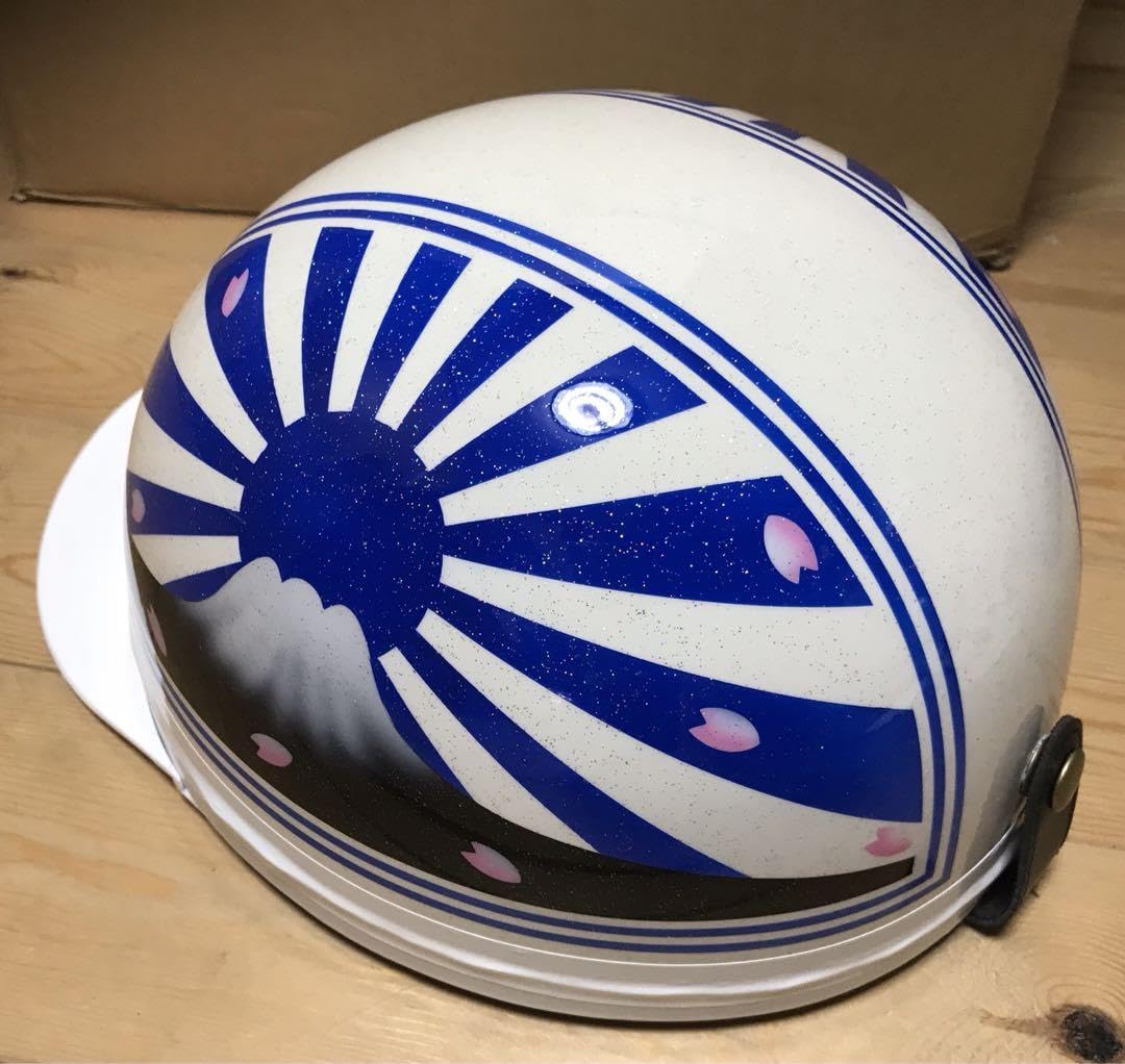 Amazon.co.jp: 七色ラメ 富士日章 コルク半 ヘルメット 旧車會 暴走族  