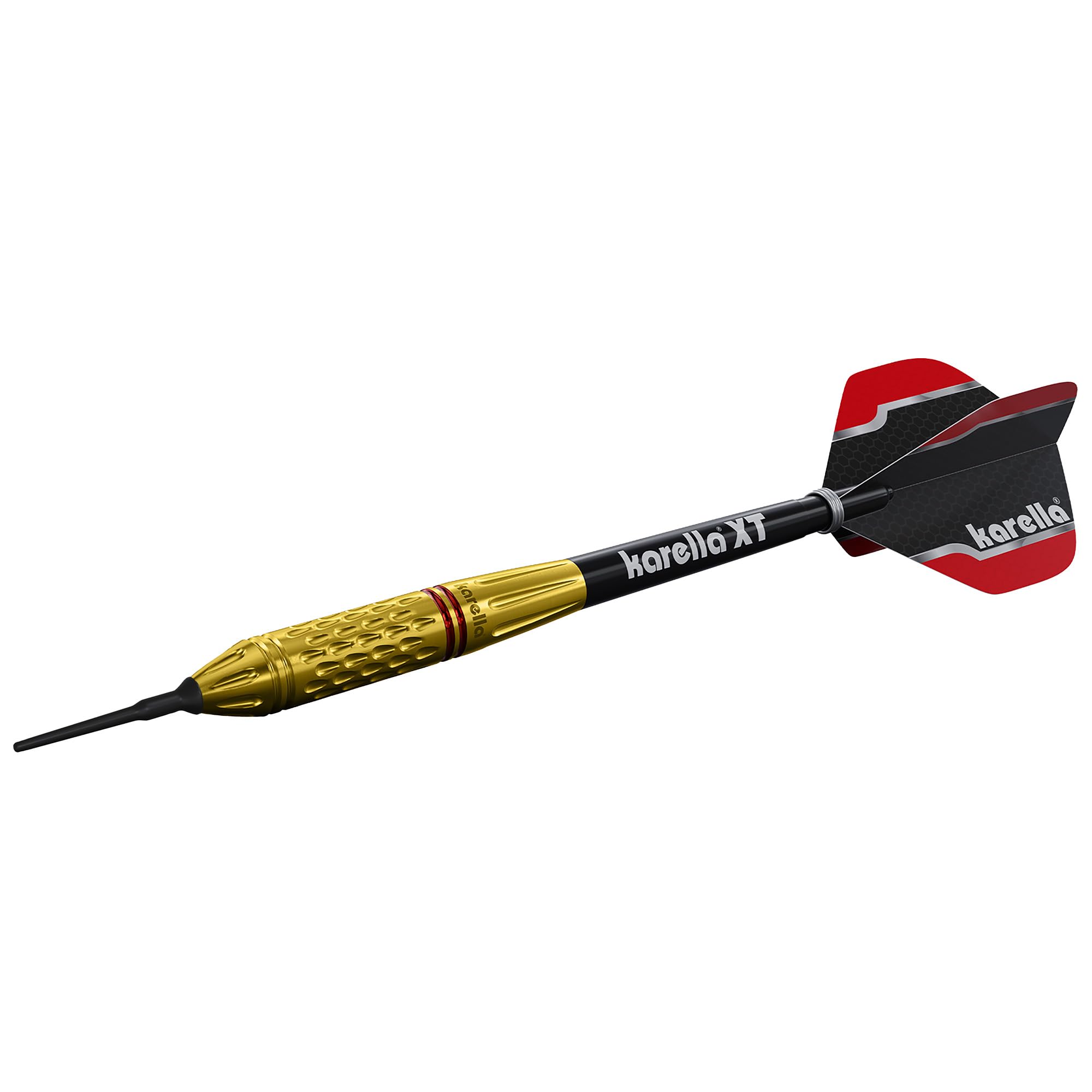 Karella Softdart Commander Gold 90 % tungstène Fléchettes souples 18 g pour cible de fléchettes électronique, filetage 2BA, 3 fléchettes avec pointe en plastique, distributeur automatique, tungstène,