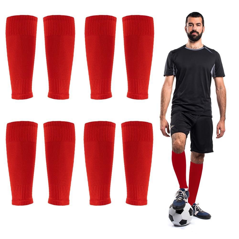 Ukontagood 4 Pairs Leg Sleeves for Soccer, Shin Guard Sleeves Accompany Grip Socks, Youth Adults