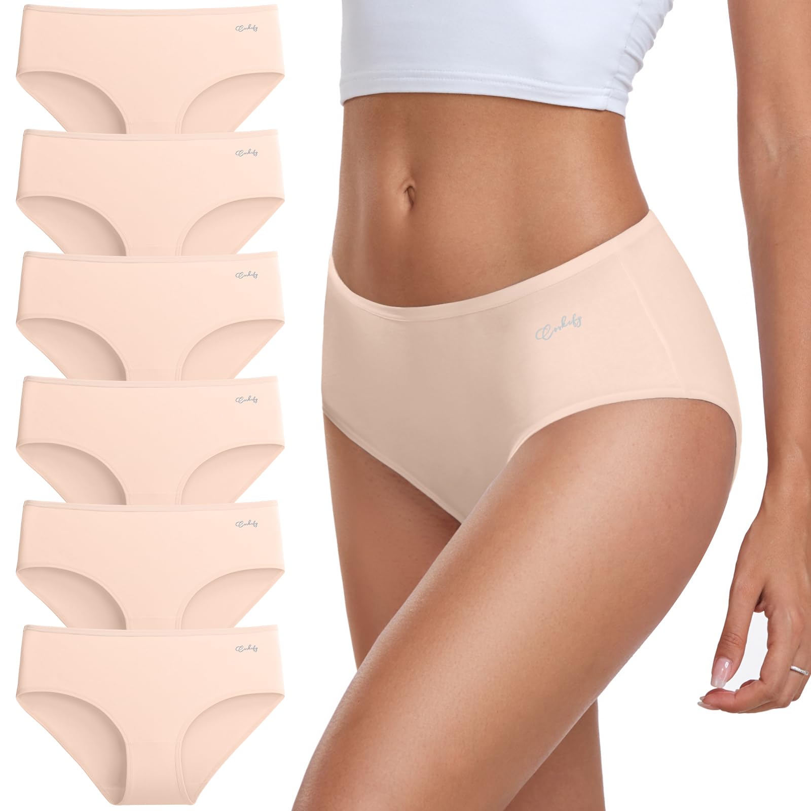 coskefy Unterhosen Damen, 6er Pack Slips Damen Baumwolle, Bequeme Frauen Unterwäsche, Atmungsaktiv Panties Weich