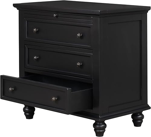 Miniatura 8 de Harper & Bright Designs Mesita de noche con 3 cajones para dormitorio, mesita de noche con bandeja extraíble, cómoda lateral moderna de madera para