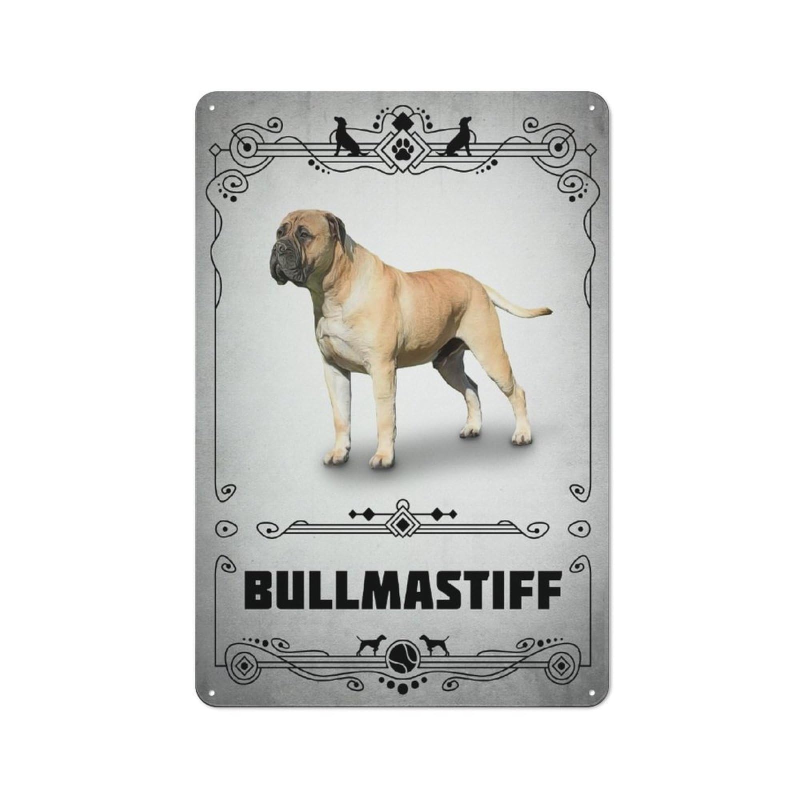 Junmoney Style-6 Bullmastiff Decorative Metal Sign 30X20cm, Country Style Bistro Wall Plaque For Kitchen, Cafe, Pantry Or Dining Room