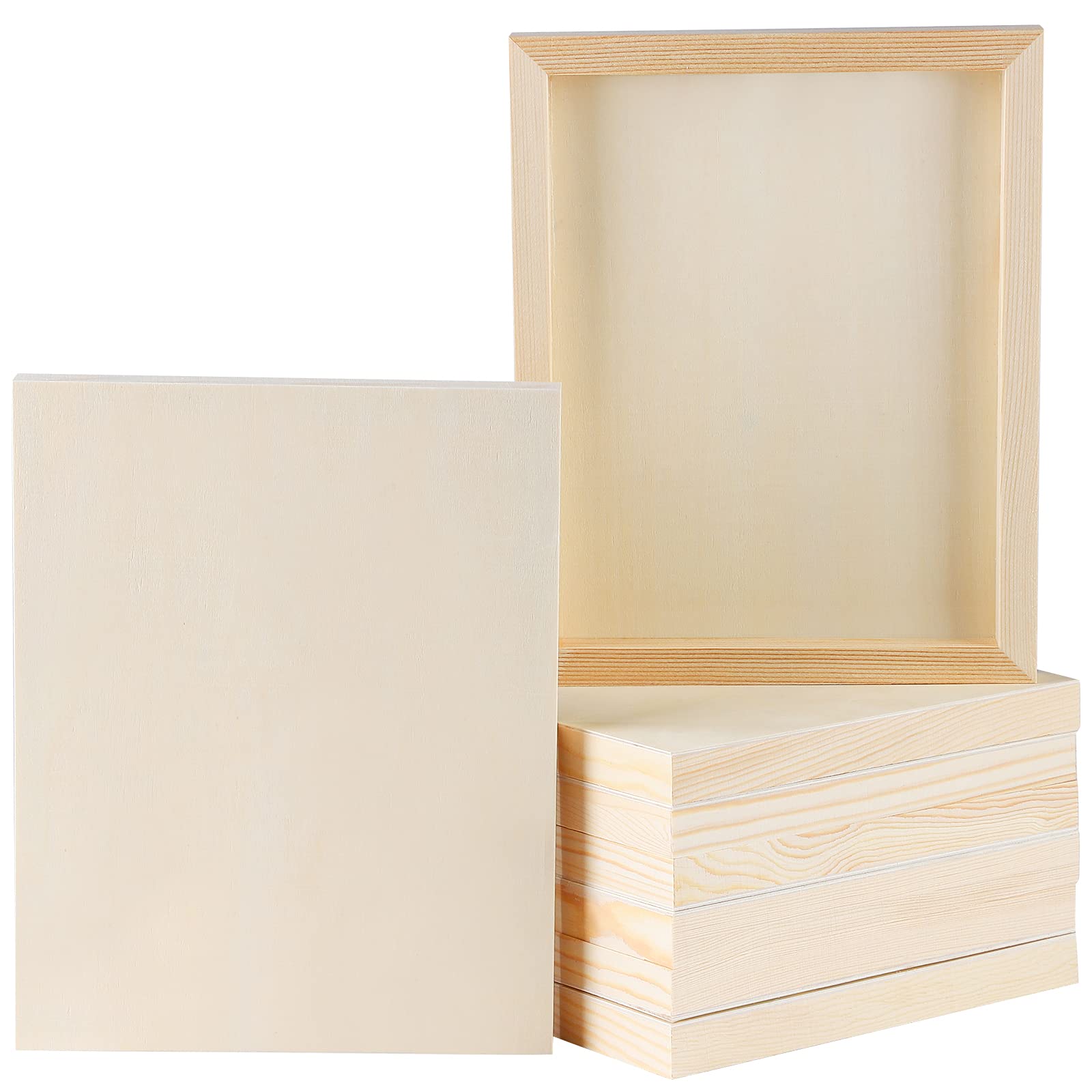 ADXCO 8 Pack Wood Panels 8 x 10 inch Wooden Canvas Board Unfinished Wooden Panel Boards for Painting, Arts, Pouring Use with Oils, Acrylics