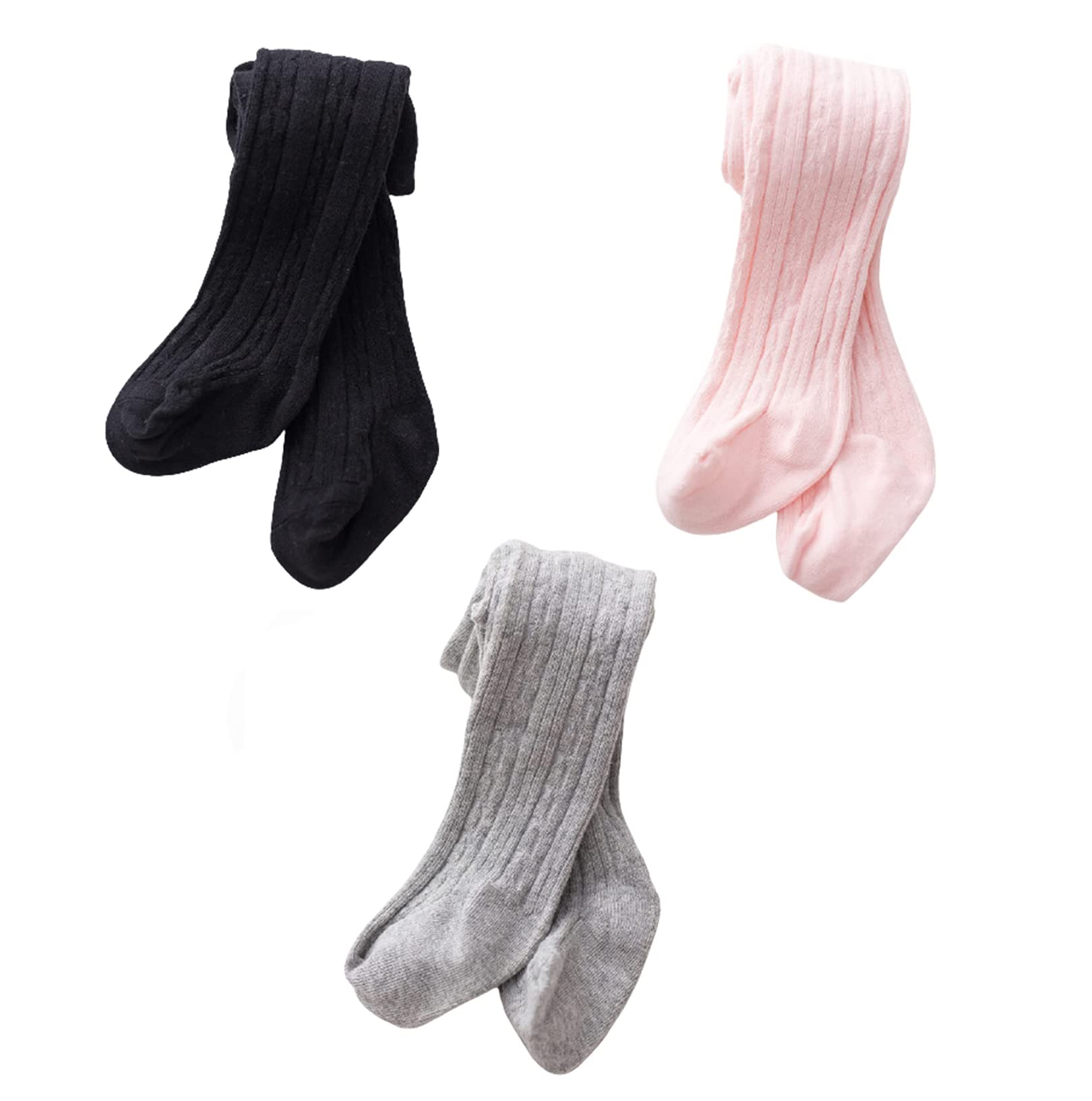 Baby Tights Soft Cotton Leggings For Girls Toddler Solid Knit Stockings Socks Warm Crochet Pants Pack Of 3