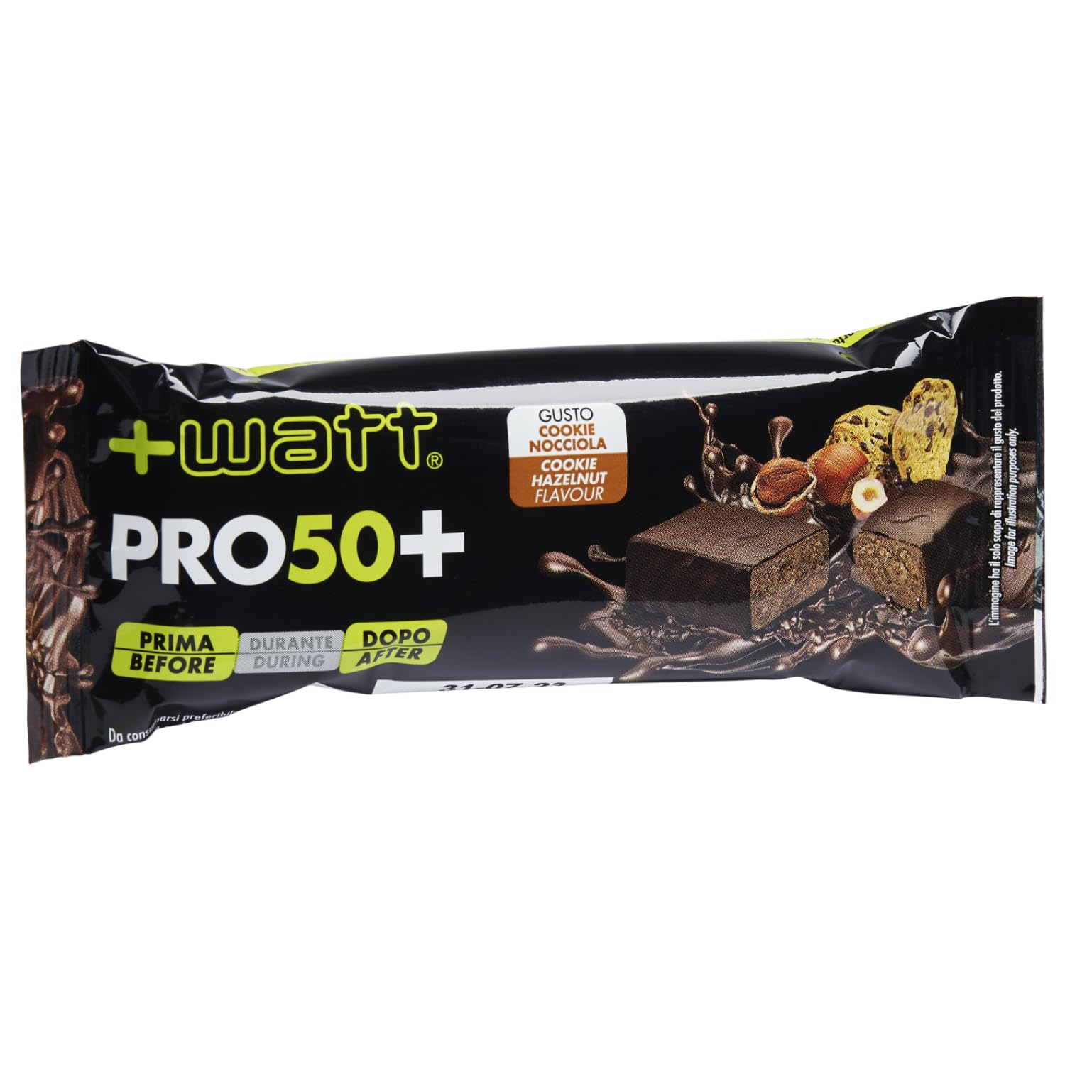 PRO50+ - Barretta Proteica Ricoperta di Cioccolato (Singola barretta, Cookie nocciola)