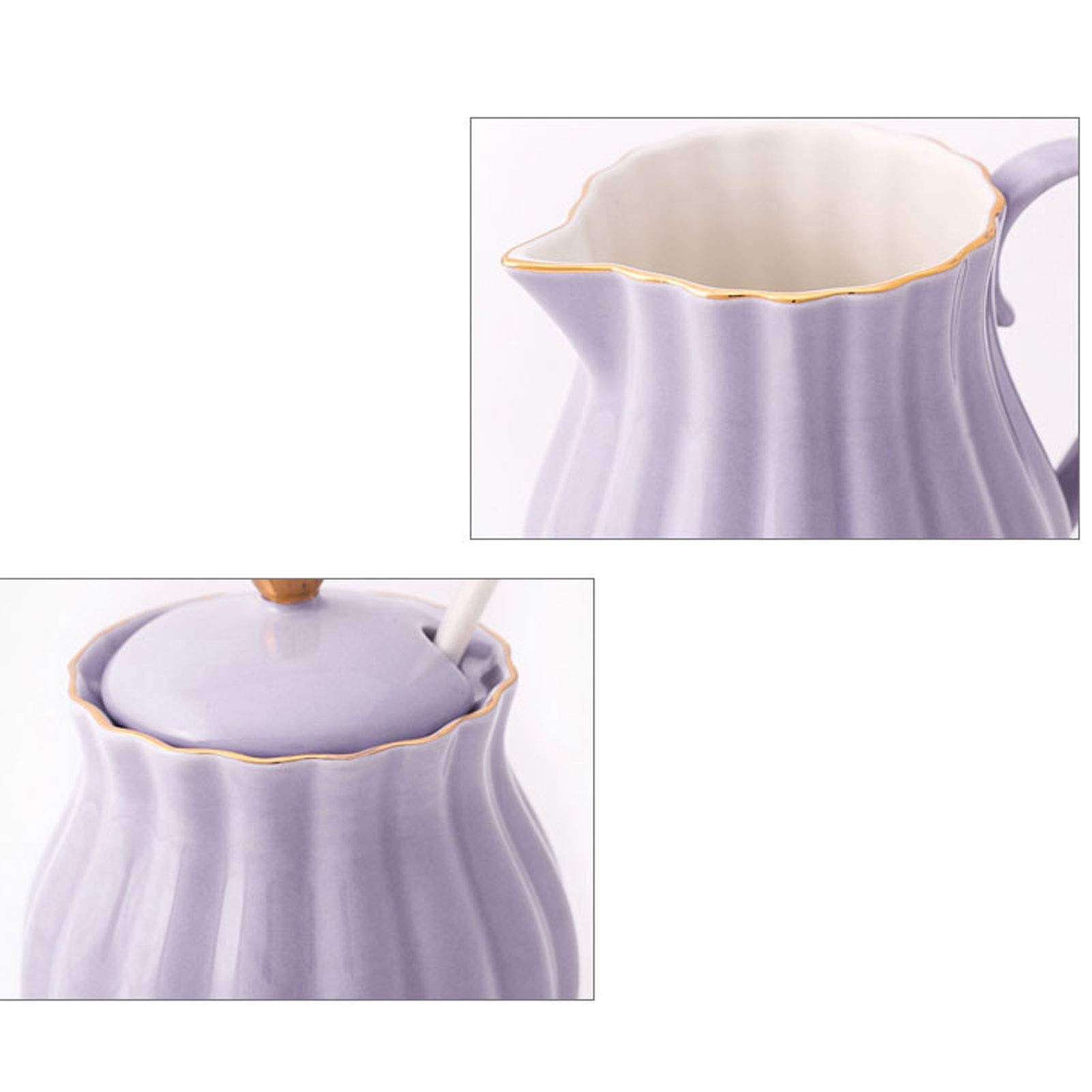 Ensemble de pichet à Lait en céramique européenne rétro pichet à sirop de café Nourriture Occidentale Forme de pichet à épices Pointu (Violet) (Roze)