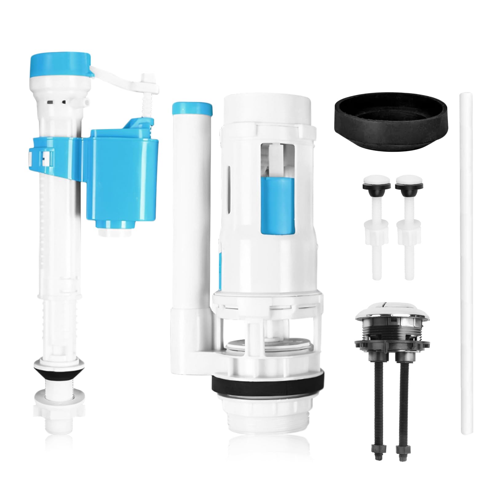 Scdzy Blue Toilet Flush System Replacement Kit Toilet Cistern Flush Parts Dual Flush Valve With Push Button Assembly Adjustable Height Cistern Replacement Valve