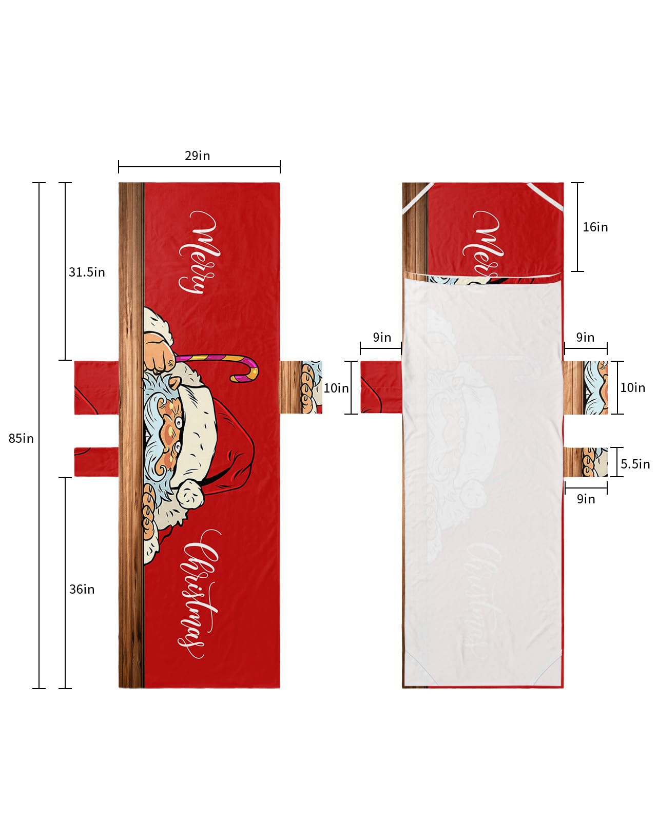 Red Santa Christmas Beach Lounge Chair Towel Cover, Soft Chaise Lounge Towel with Side Pockets Patio Pool Chairs Cover for Beach/Pool Sunbathing 29x85 Xmas Vintage Wooden Merry Christmas