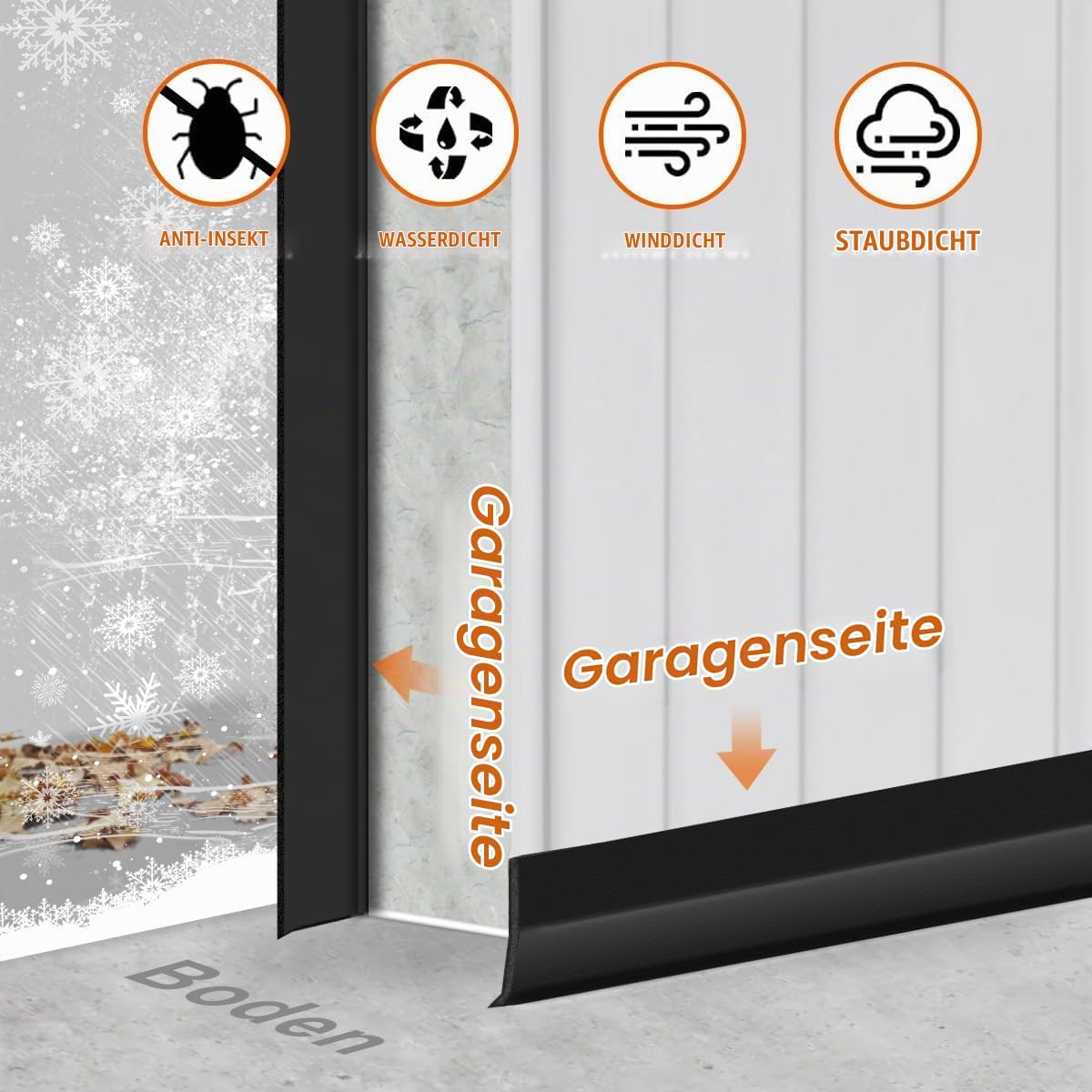 Garagentor Dichtung Top und Seiten GummidichtungStreifen Ersatz, wetterfeste Universal Dichtung Garagentor Gummilippe (10 m)