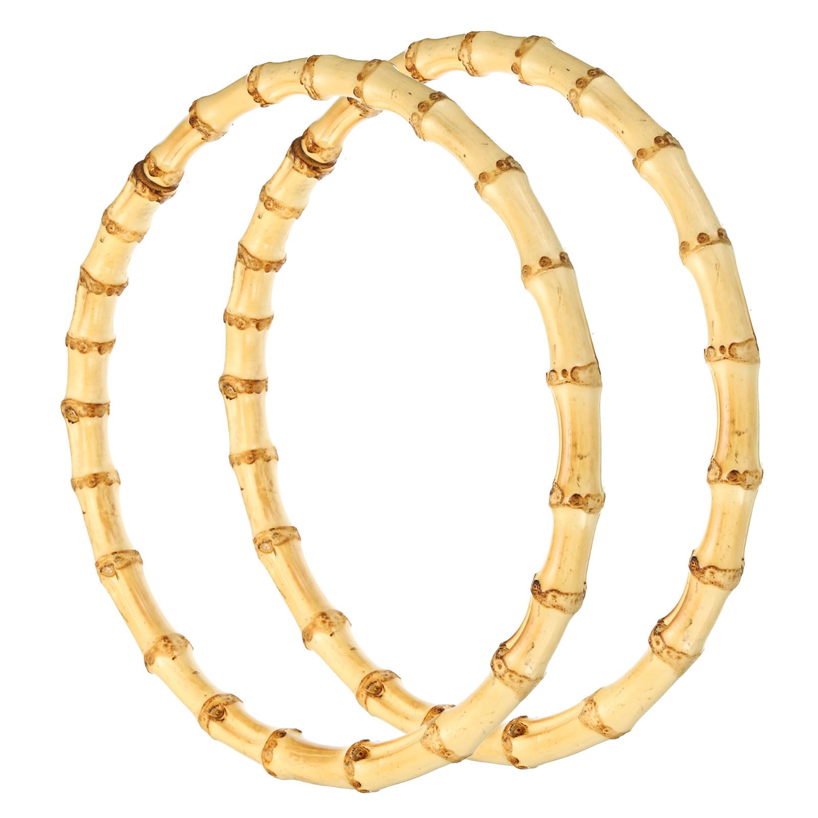 PATIKIL 8 Inch Bamboo Purse Handles, 2 Pcs Round Replacement Handmade Rings for Tote Bag Purse Making Decorations Wood
