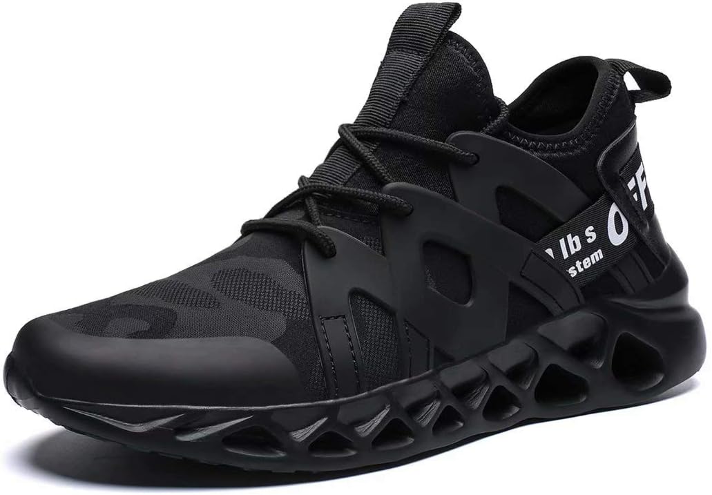 Men's Sneakers Mesh Ultra Lightweight Breathable Athletic Running Walking Gym Shoes Fashion Personality Shoe Outdoor Sport All/Black42