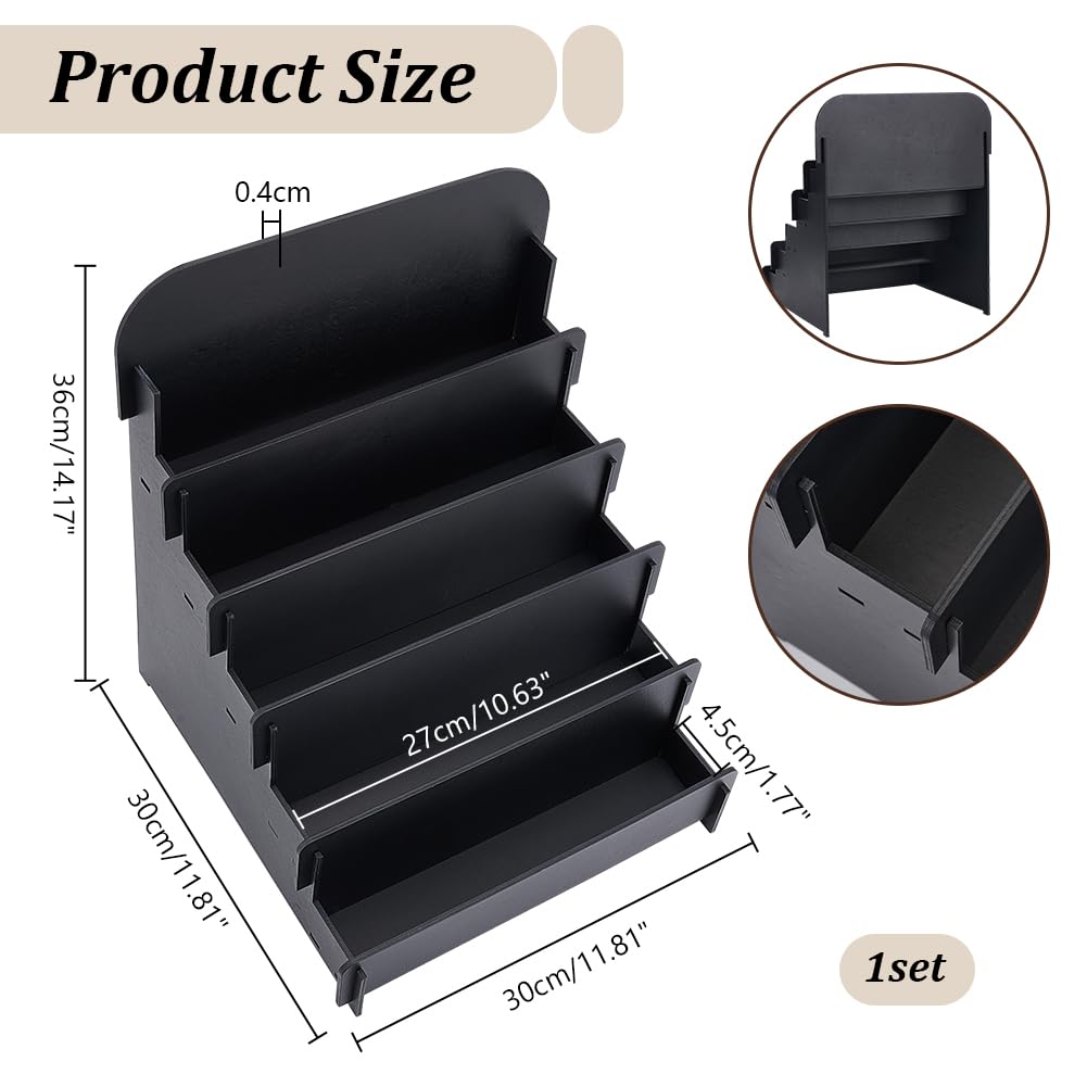 PH PandaHall Soporte para tarjetas de madera, multiusos, para tarjetas de cumpleaños, escaparate minorista, eventos (negro, 30 x 30 x 36 cm)