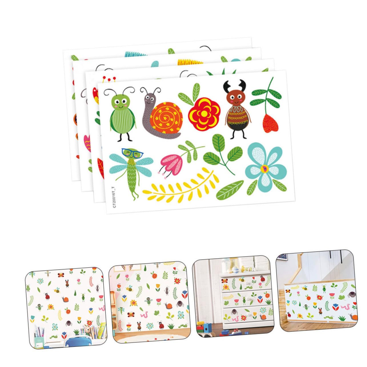 Yardwe 5 Juegos Pegatinas de Pared Infantiles Autoadhesivas de Flores y Animales Decoración para Habitaciones Quitar y Reubicar