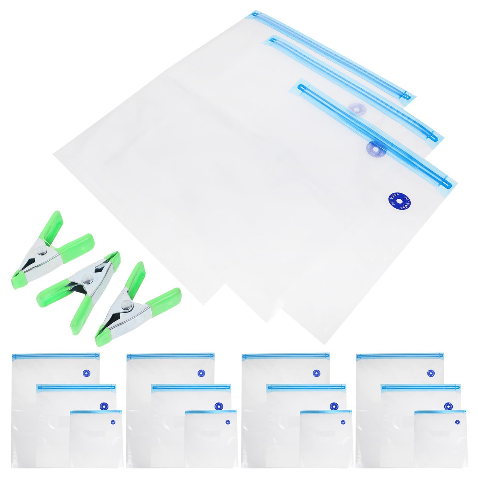 SOLUSTRE 1Set Reusable Vacuum Sealer Bags for Food Storage with Clips for Meat Fruits and Vegetables for Sous Vide Cooking and Food Preservation