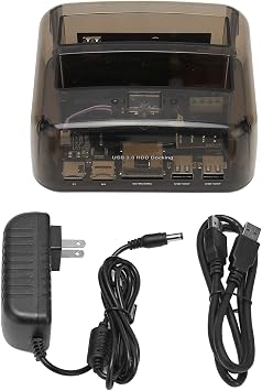 USB 3.0 to SATA IDE Bay Docking Station for 2.5 or 3.5in HDD SSD, Support 20TB, Hot Swap, Offline Clone, Tool Installation (US Plug)
