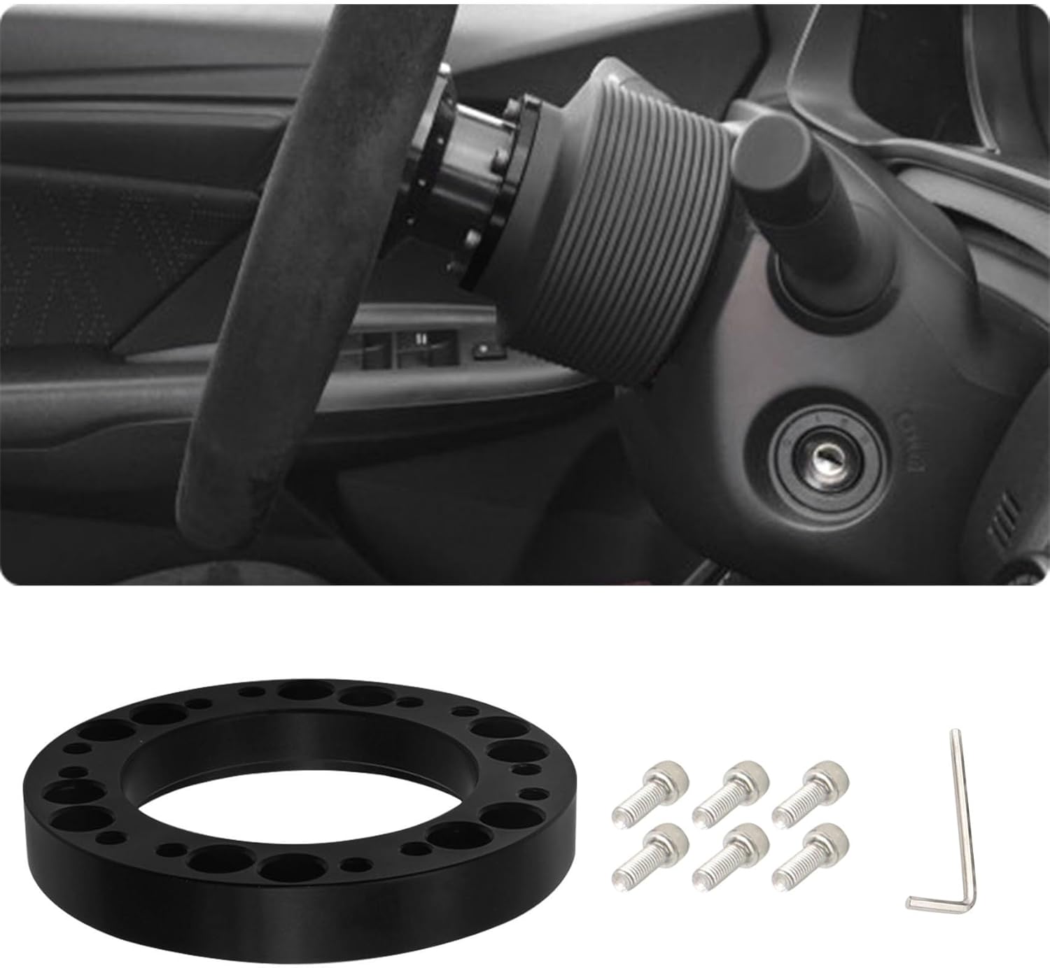 Middrivr Steering Wheel Adapter Spacer, Aluminum Alloy Steering Wheel Hub Spacer