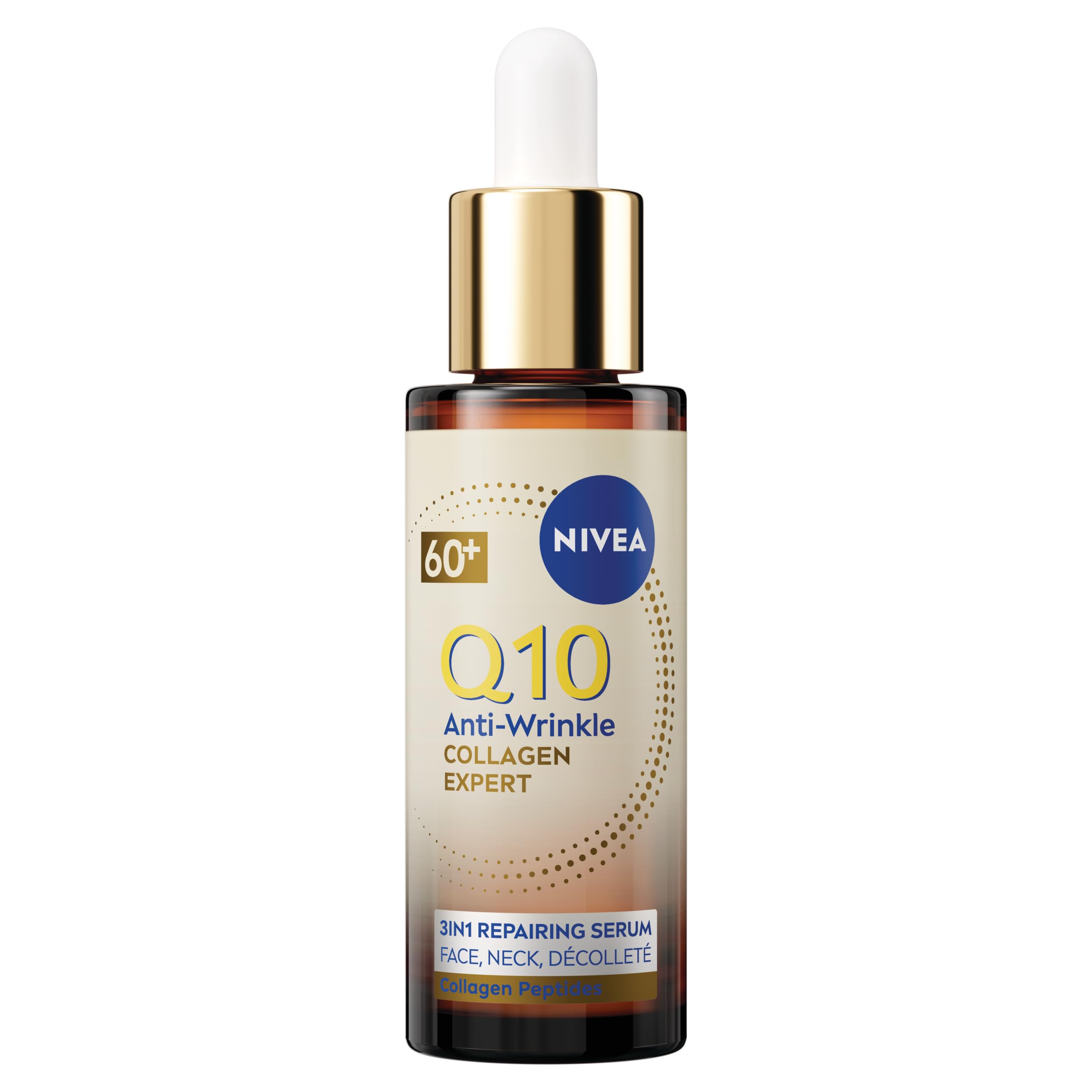 NIVEA Q10 Anti-Wrinkle Collagen Expert 3in1 Repairing Serum (30ml), Firming Face Serum for Wrinkles and Sagging Skin, Formulated for Mature Skin 60+