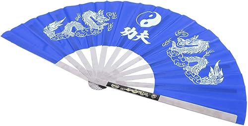 Miniatura 2 de Ventilador de mano plegable grande, de acero inoxidable, para artes marciales de Tai Chi, Kung Fu, práctica de baile, entrenamiento, abanicos