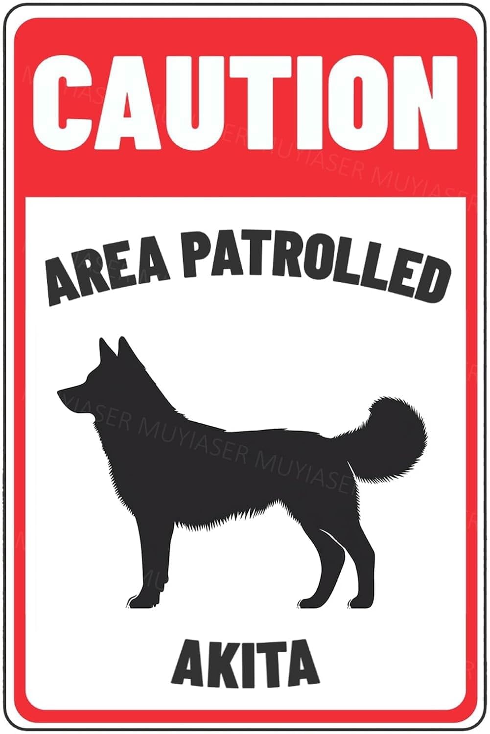 (2-Pack) Metal Tin Sign Caution Sign Area Patrolled Akita Beware Of Dog Sign Signs Door Sign Warning Sign For Fence Gate Yard Home Wall Decor 8x12 Inch
