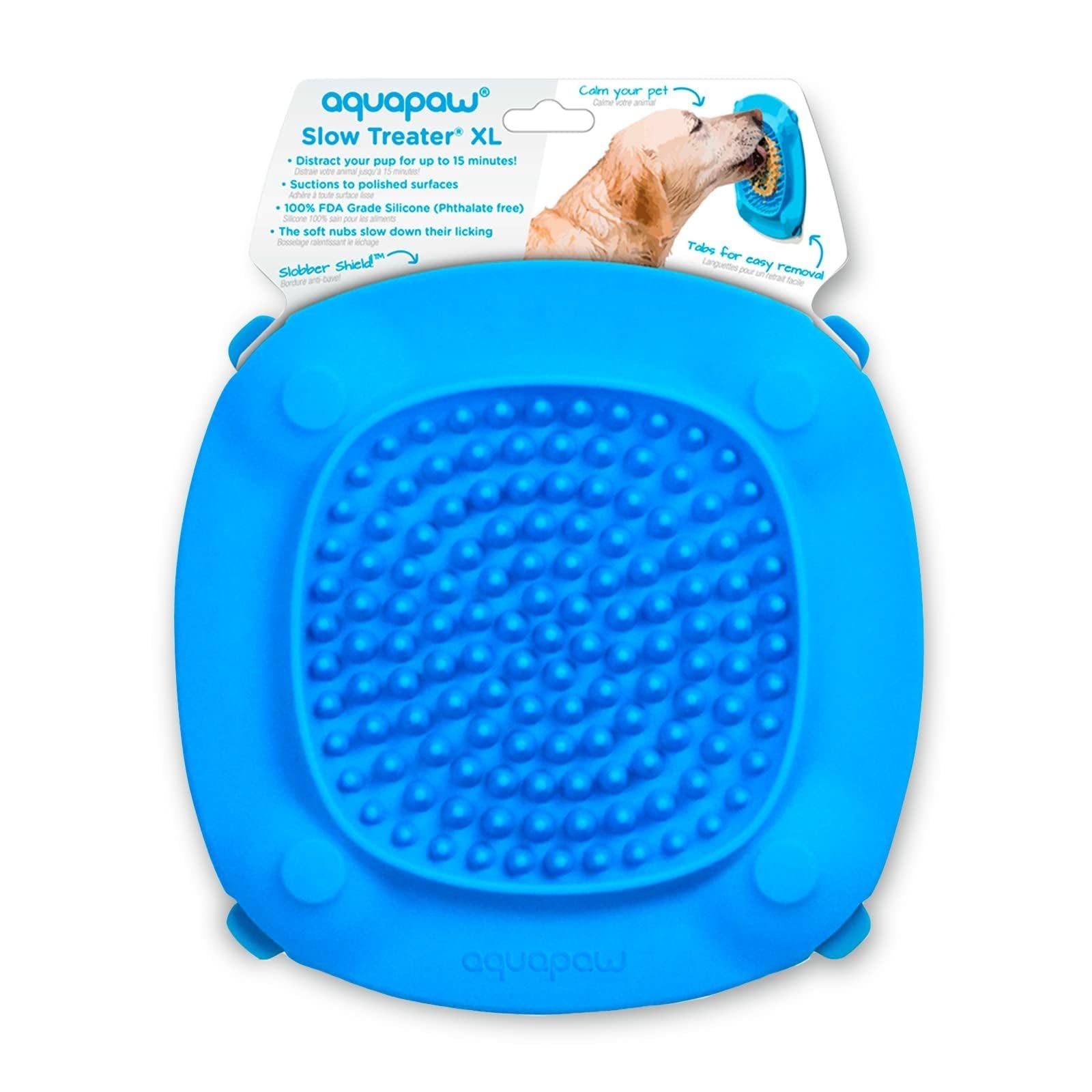 Aquapaw Lick Mat for Dogs with Suction Cups - XL, Blue, 1-Pack - Slow Feeder Lick Pads for Dogs & Grooming Enrichment - Food Mat for Peanut Butter Treats