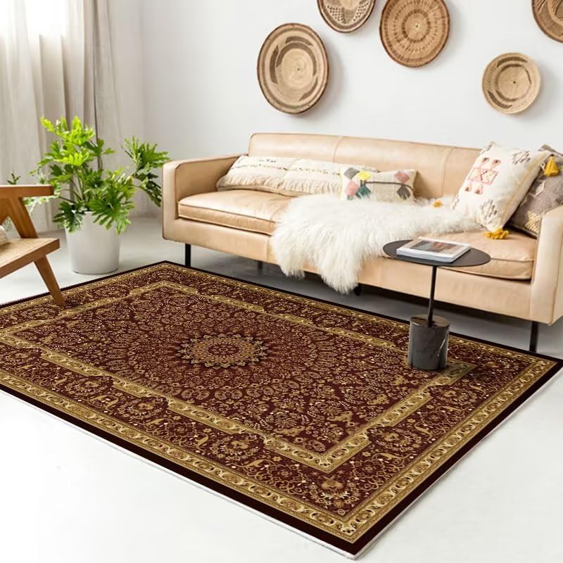 Tapis salon rouge géométrique 140x200 grand tapis enfant ado fille