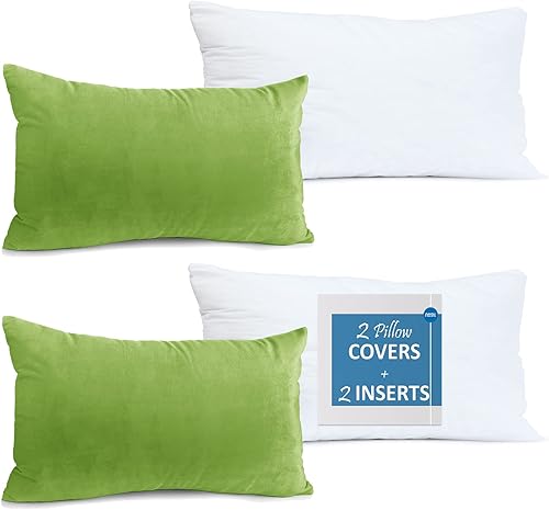 Juego de 2 rellenos de almohada con terciopelo suave y sólido, juego de fundas de almohada cuadradas decorativas para sofá, automóvil, dormitorio,