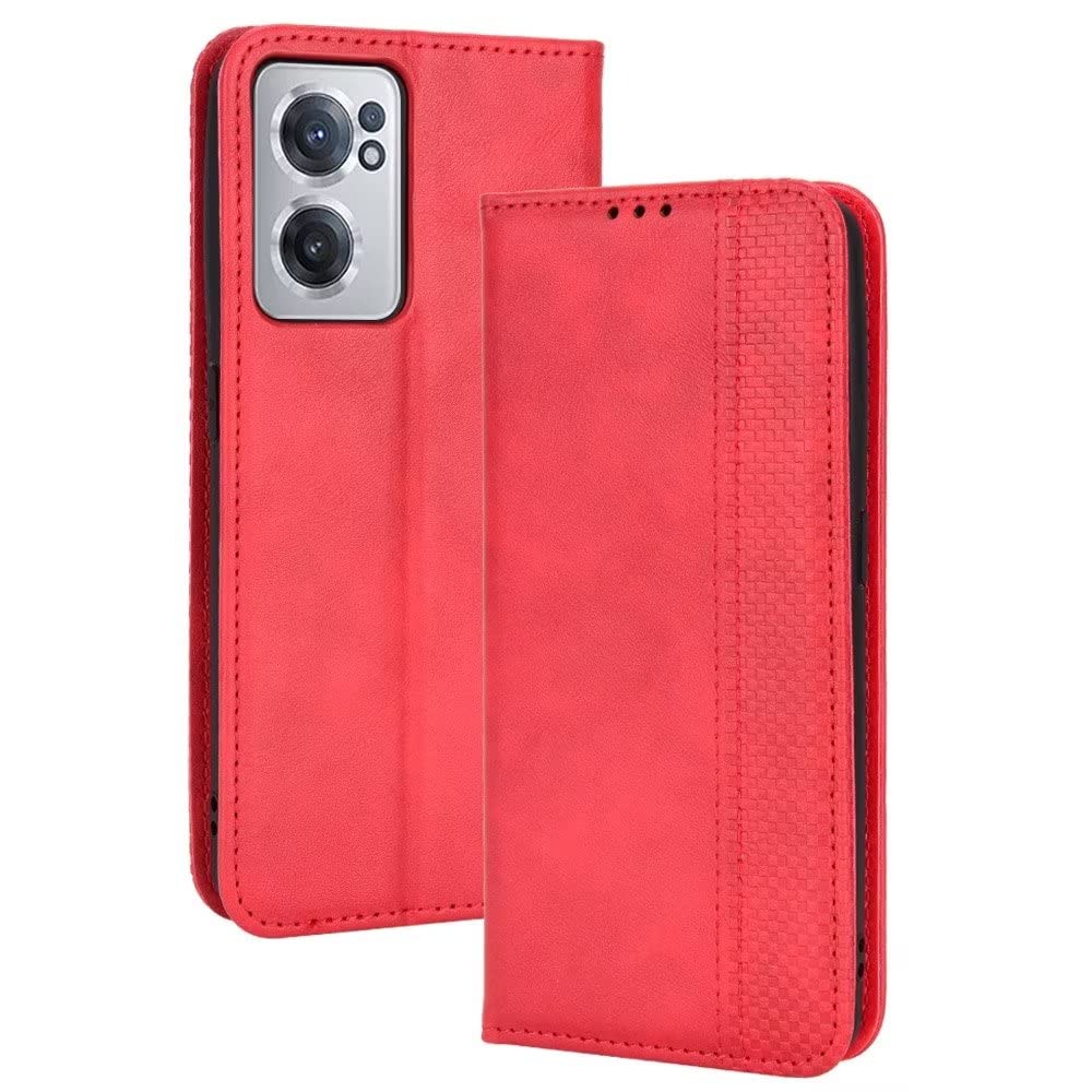 OnePlus Nord N200 5G Case, Butterfly Relief Flip Custodia in pelle con slot per schede e supporto per OnePlus Nord N200 5G Rosso
