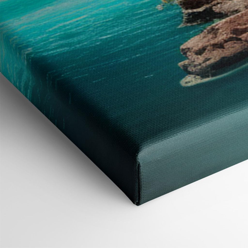 Canvas for Living room. Whispering Cliffs and Serene Waters: Discover Nature's Majestic Symphony, 27 x 18 inch Canvas Wall Art - Beach Sunsets And Sunrises - Modern Home Decor