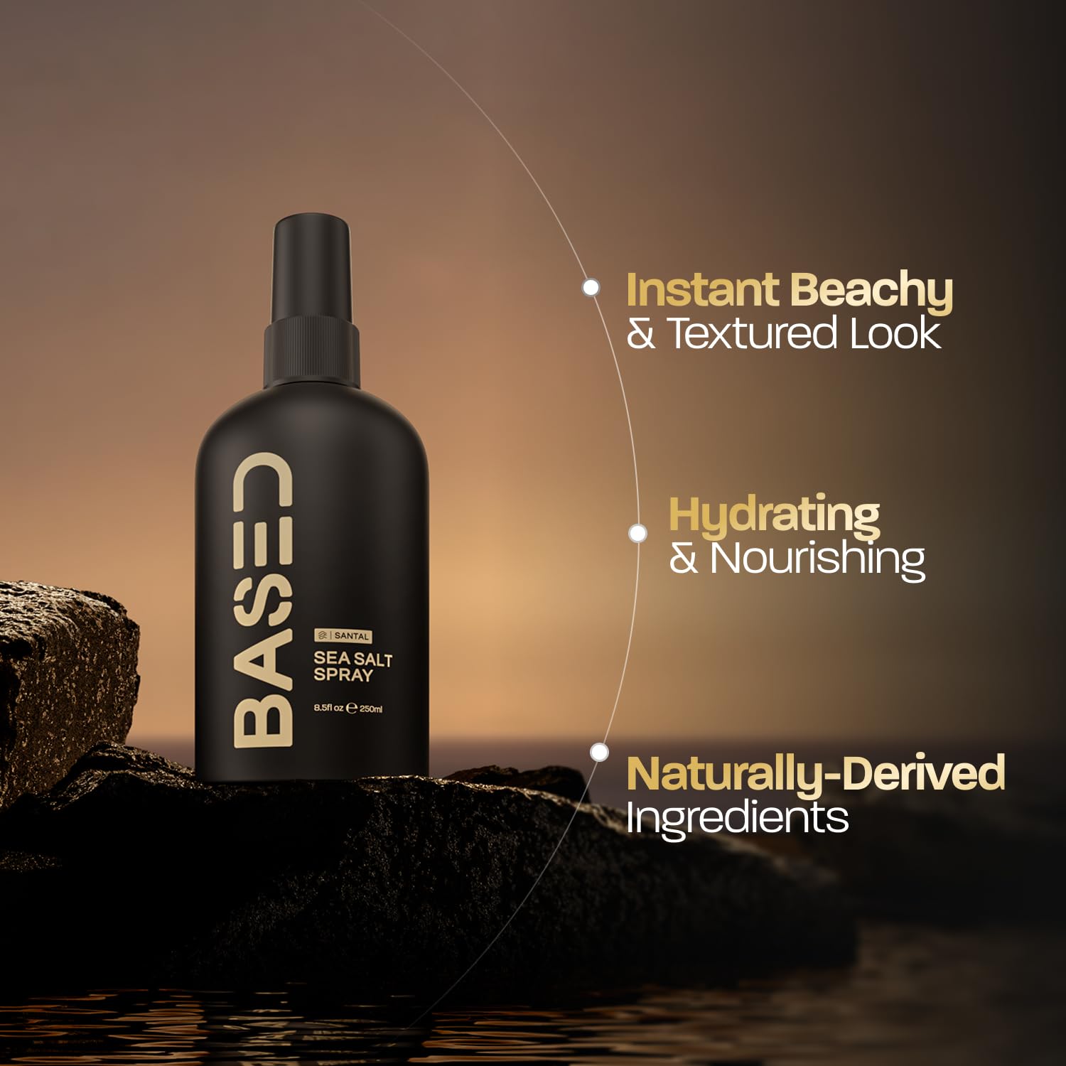 BASED Sea Salt Spray Natural Finish Sea Salt Spray for Hair Volume & Texture Infused with Kelp & Vitamin B5 Light & Non-Greasy Paraben Free No Drying Alcohols 8.5 oz Pack of 1 product thumbnail 5