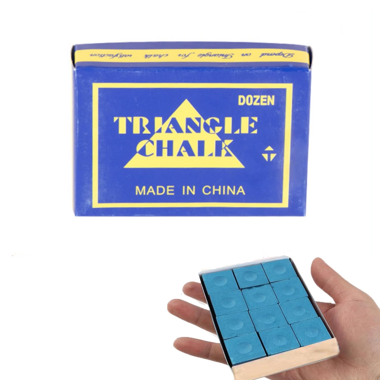 Bobozhong Blue Pool Cue Chalk,12 Pcs Triangle Snooker Pool Chalk,No-Slip Pool Chalk For Professional & Home Players For Tournaments,Gym,Home,Sports Billiard