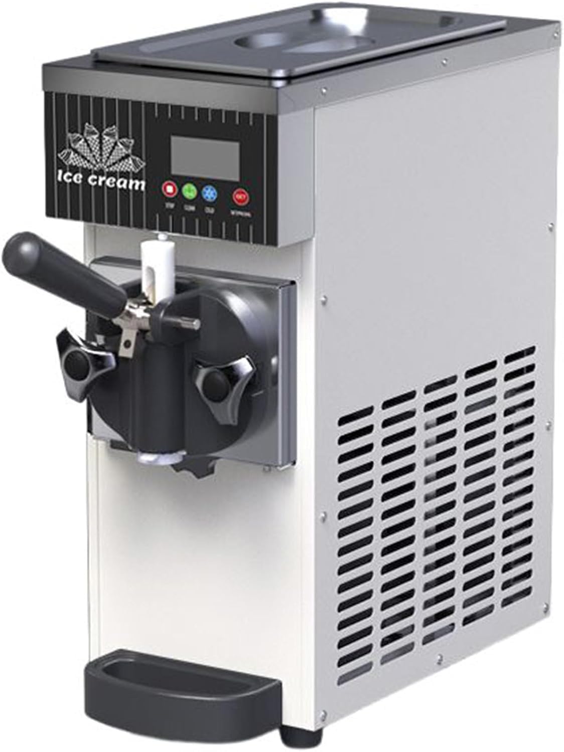 Macchina per Gelato Soft Serve Commerciale, Gelatiera da Banco con LCD e Pulizia Automatica, Produzione 4-5 L/H per Ristoranti, Pasticcerie e Casa - Compressore Potente & Veloce,ZB-BQL28 Milk White