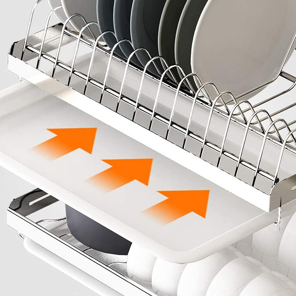 Escurridor de Platos para Fregadero, escurridor de Platos de Pared, escurridor de Acero Inoxidable con Bandeja de Drenaje, escurridor de Almacenamiento(