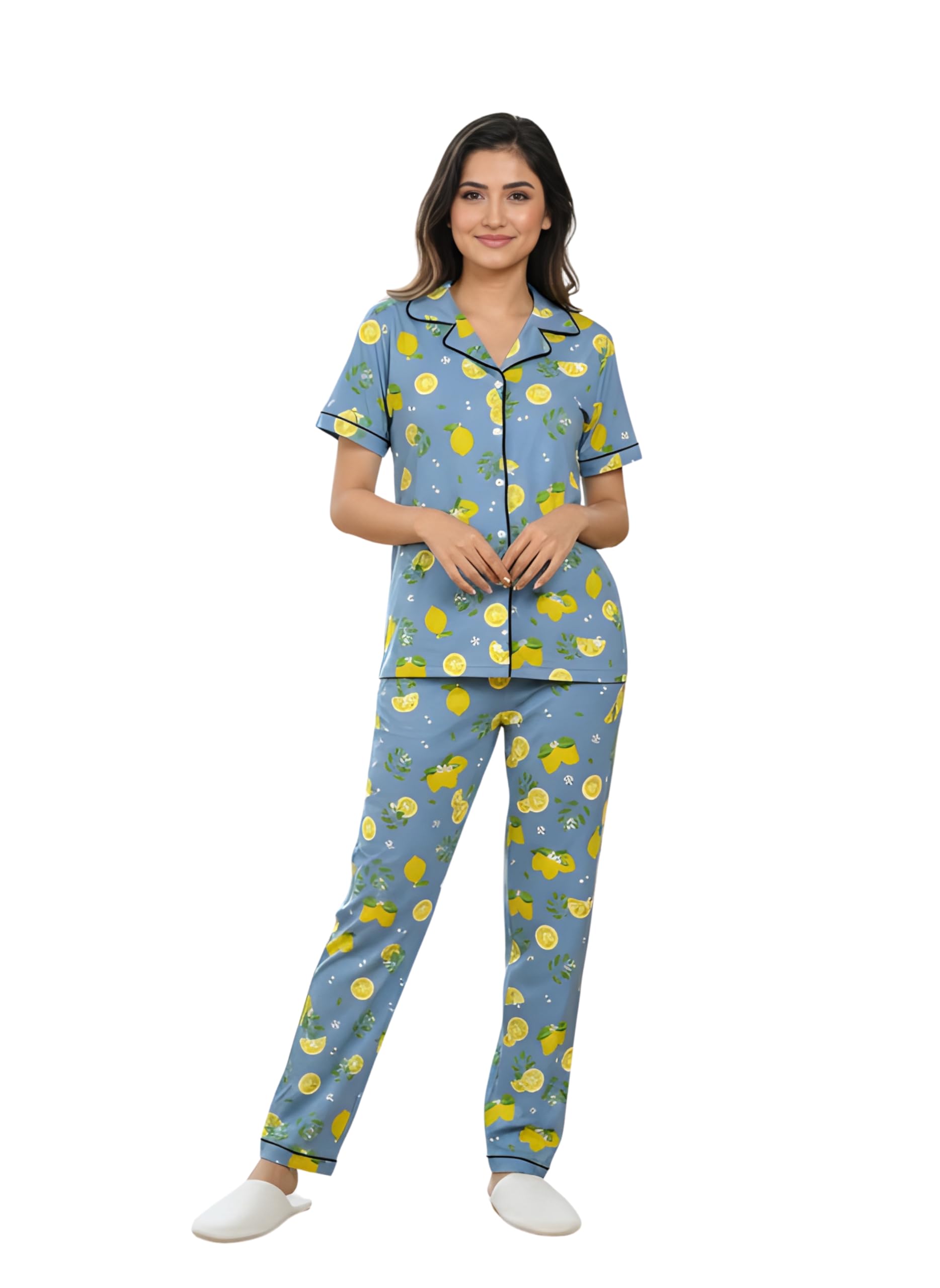 Women Printed Shirt and Pant Set | Co-Ord Night Suit for Women | Lounge Wear, Sleepwear, Gym Wear | Half Sleeve Top & Elastic Waist Joggers | Stylish-picture-40