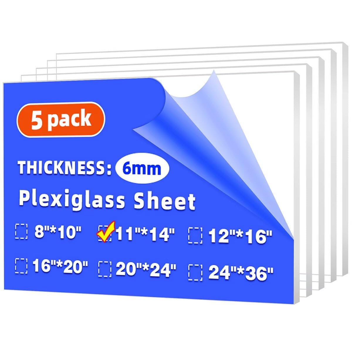 Photo 1 of (5 Pack) 11" x 14" Clear Plexiglass Sheets