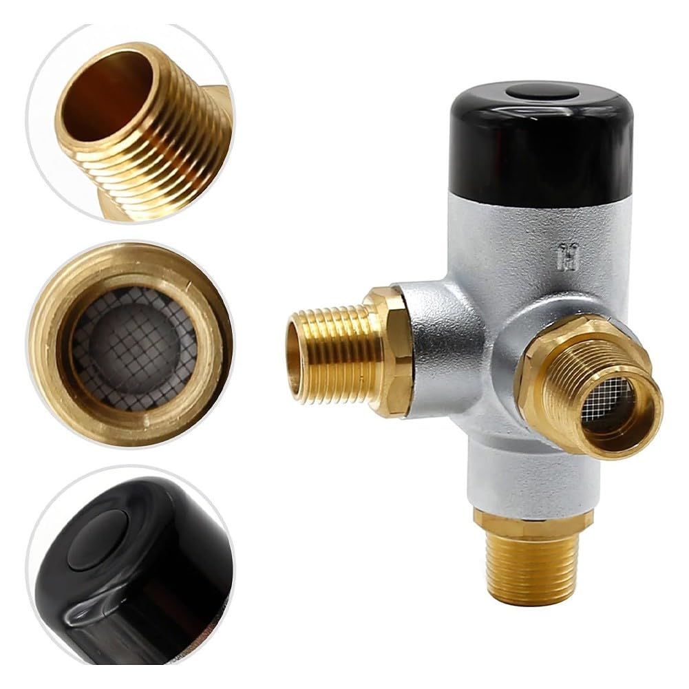 ZYWUOY Valvola miscelatrice termostatica in ottone, miscelatore per acqua calda e fredda, controllo temperatura da 1/2 pollici, resistente anti-scottatura, per camper, cucina, bagno