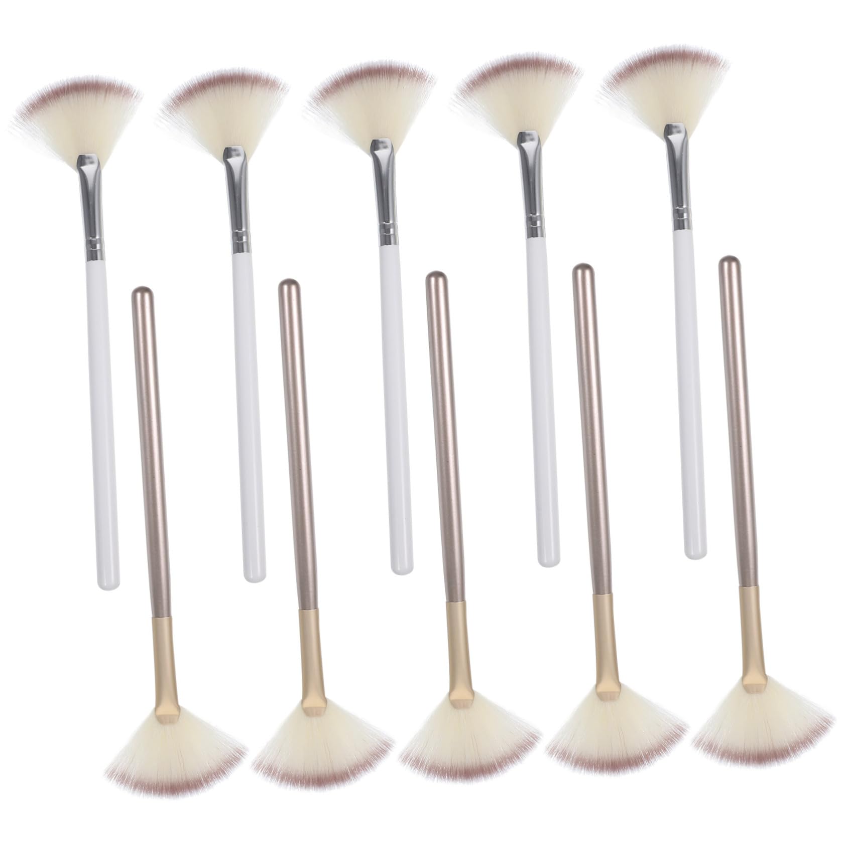 NULYLU 10pcs Soft Fan Makeup Brush Set Highlighter for Women Fluffy Esthetician Tools