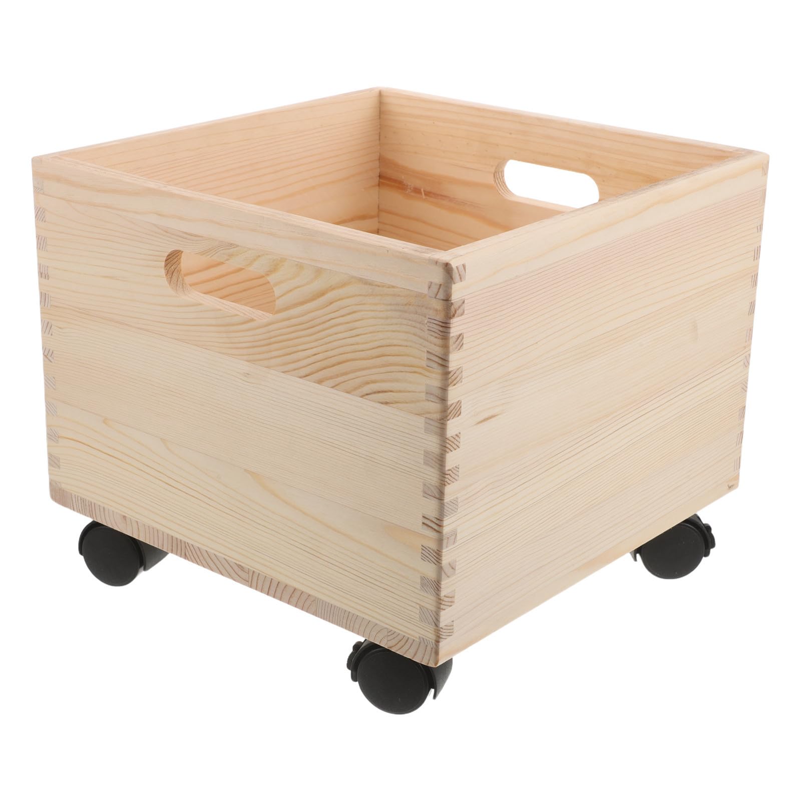 Ciieeo Cassa Porta Riviste in Legno con Ruote Beige, Scatola Quadrata Rustica per Studenti e Famiglie Occupate, Facile da Spostare e Uso Versatile in Dormitori e Soggiorni