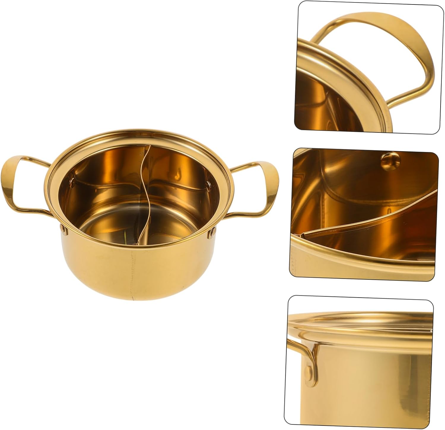 Gold Stainless Steel Hot Pot Multi-functional Cooking Pot for Soup Ramen More Easy to Clean for Induction Cooktop Gas Stove
