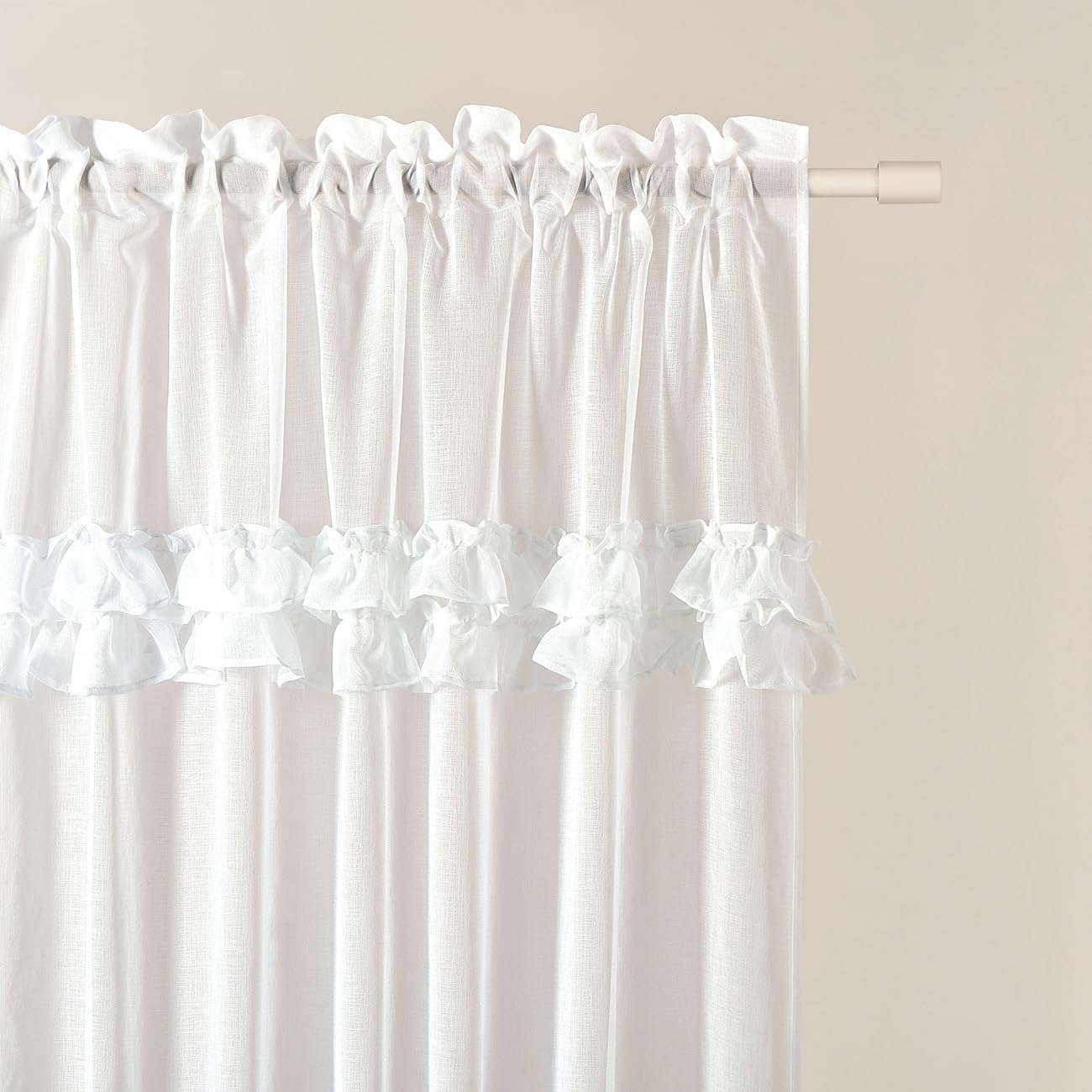 room99 Voilage Transparent avec Galon Fronceur Frilla 400 x 250 cm Décorations pour Maison Salon Chambre Fenêtre Intérieur Un Charmant Volant Blanc, 1 pièce