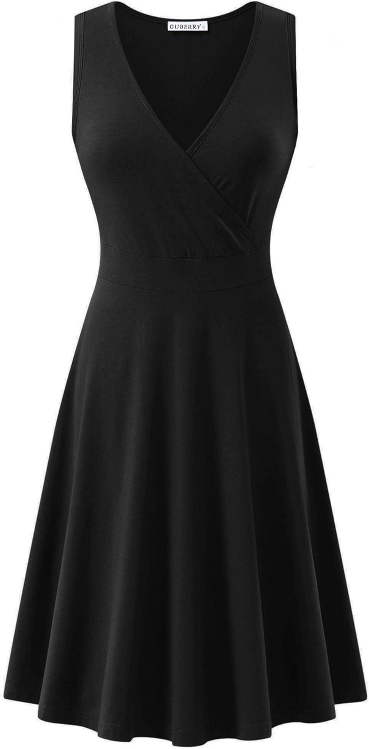 GUBERRY Womens Wrap V Neck Sleeveless Sundress Summer Flare Tank Dress with Pockets … - Image 3