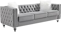 Vista 11 de mikibama Juego de 2 sofás de terciopelo para sala de estar, 2 sofás de 3 plazas con botones, modernos sofás tapizados de 3 asientos con adornos